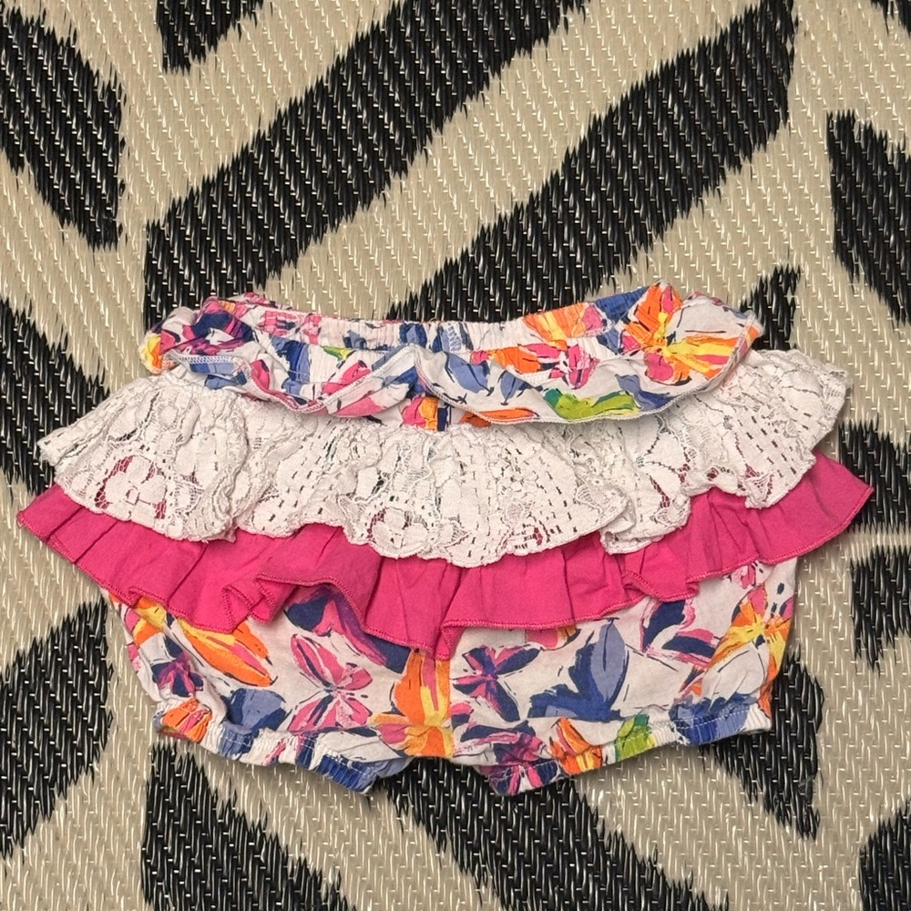 Floral and Pink Ruffle Bloomers